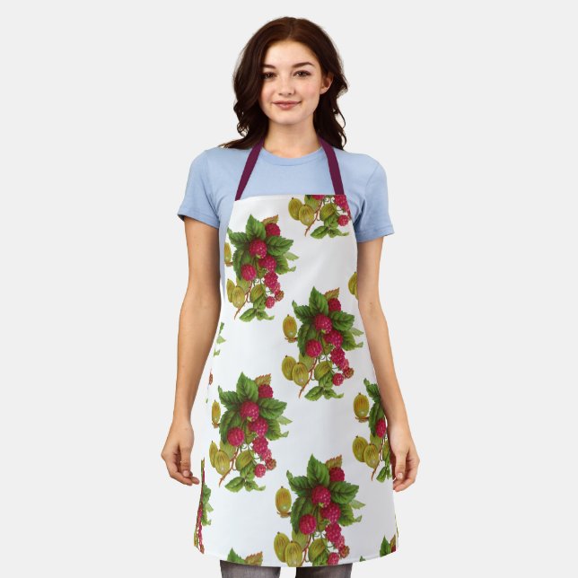 RED FRUITS  / RASPBERRIES  TOTE BAG APRON (Worn)