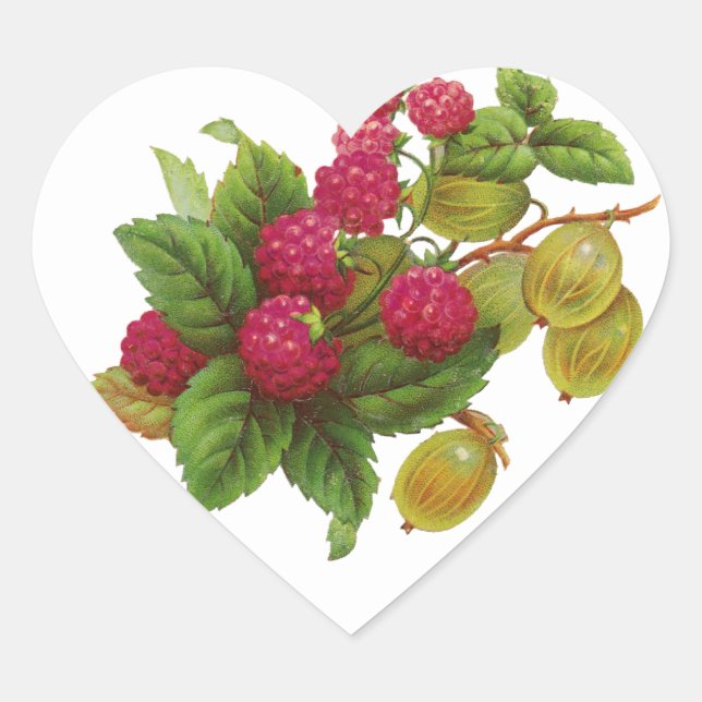 RED FRUITS ,RASPBERRY PRESERVE / RASPBERRIES HEART STICKER (Front)