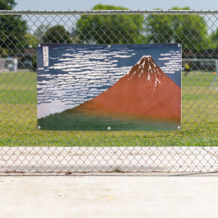 Red Fuji, Aka Fujiyama Volcano Katsushika Hokusai Banner