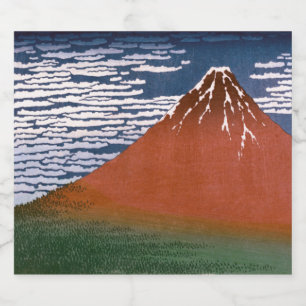 Red Fuji, Aka Fujiyama Volcano Katsushika Hokusai Beer Bottle Label