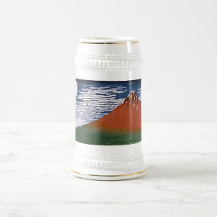 Red Fuji, Aka Fujiyama Volcano Katsushika Hokusai Beer Stein