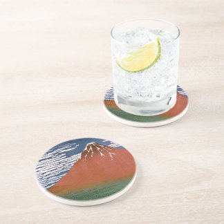 Red Fuji, Aka Fujiyama Volcano Katsushika Hokusai Coaster