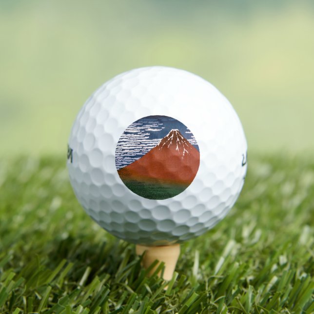 Red Fuji, Aka Fujiyama Volcano Katsushika Hokusai Golf Balls (Insitu Tee)