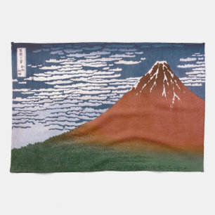 Red Fuji, Aka Fujiyama Volcano Katsushika Hokusai Kitchen Towel