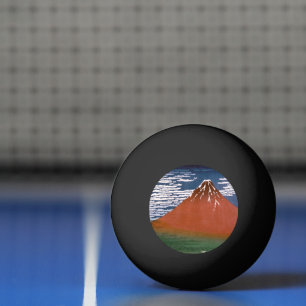 Red Fuji, Aka Fujiyama Volcano Katsushika Hokusai Ping Pong Ball