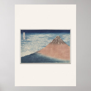 Red Fuji by Hokusai - Japanese Woodblock Poster