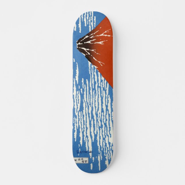 Red Fuji southern wind clear morning Hokusai ukiyo Skateboard (Front)