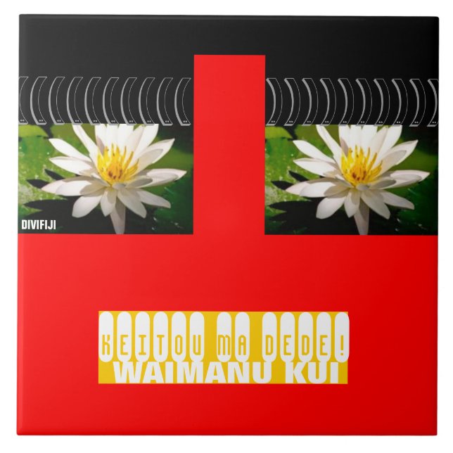 Red Fun Trivet-Waterlily Tile (Front)