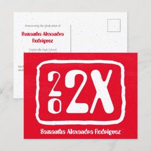 Red Funky Class Year Graduation Postcard