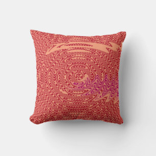 Red Funky Wave Retro Art Design Abstract Pillow