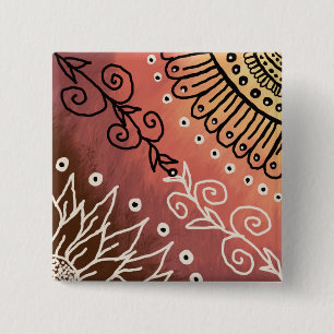 Red Funny Art Pattern 2 Inch Square Button