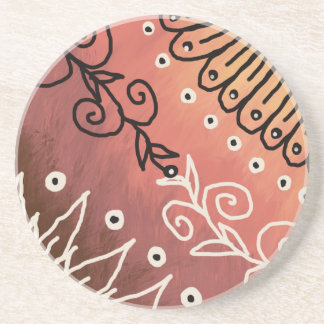 Red Funny Art Pattern Coaster