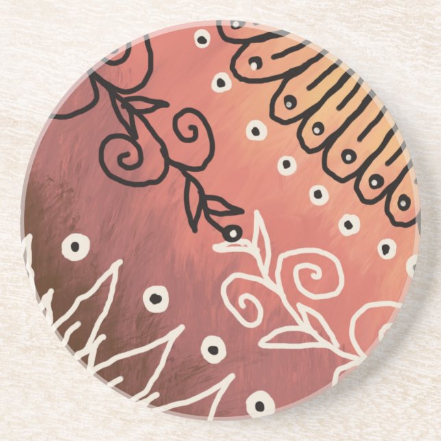 Red Funny Art Pattern Coaster (Front)