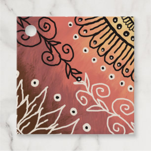 Red Funny Art Pattern Favour Tags