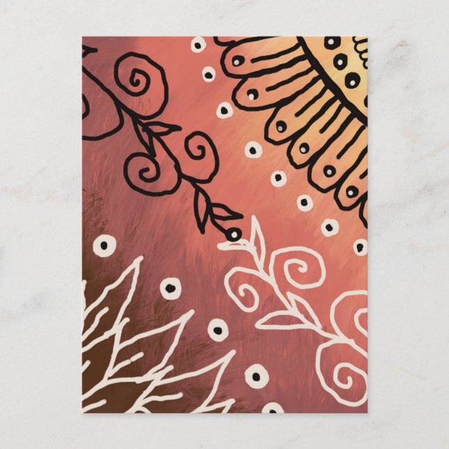 Red Funny Art Pattern Postcard (Front)