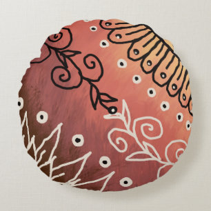 Red Funny Art Pattern Round Pillow
