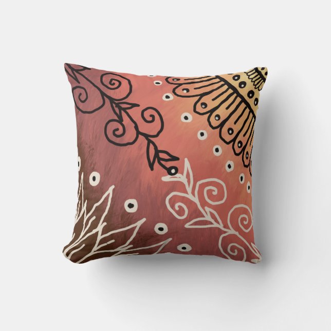 Red Funny Art Pattern Throw Pillow (Front)
