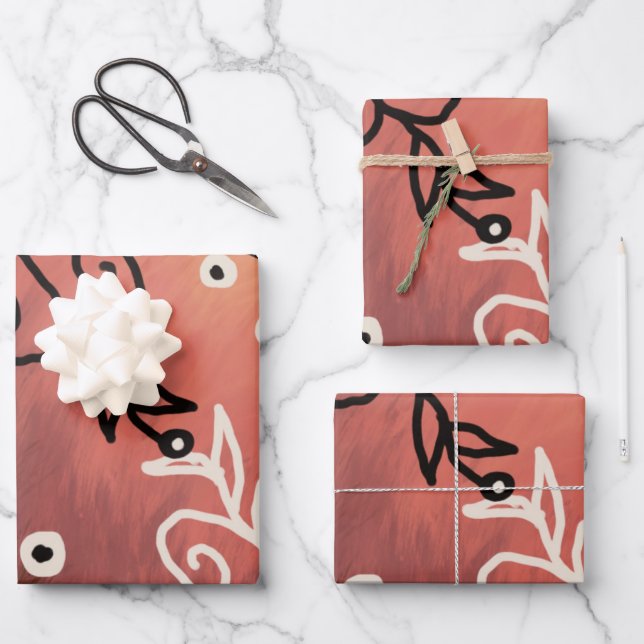 Red Funny Art Pattern Wrapping Paper Sheet (Front)
