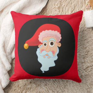 red funny CHRISTMAS SANTA throw Pillow