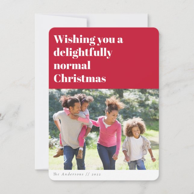 Red Funny Photo Holiday Christmas Card (Front)