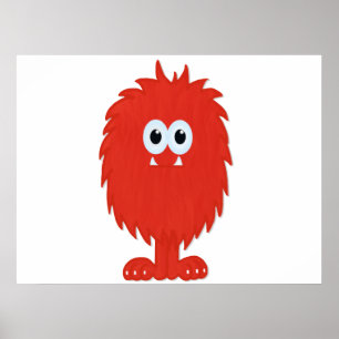 Red Furry Monster Print