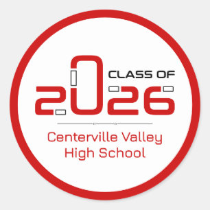 Red Futuristic Class of 2026 Classic Round Sticker