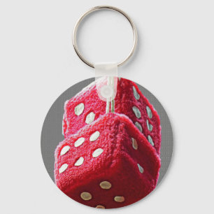 Red Fuzzy Dice Keychain