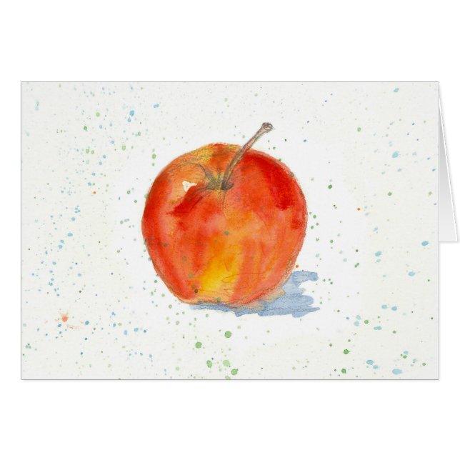 Red Gala Apple Fruit Watercolor Painting Art Blank (Front Horizontal)