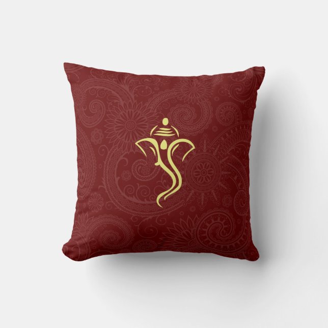 Red Ganesha Pillow (Front)