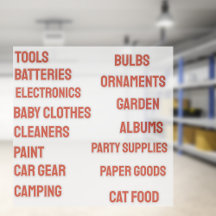 Red Garage Organizing Customizable  Vinyl Stickers