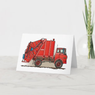 Red Garbage Truck Card