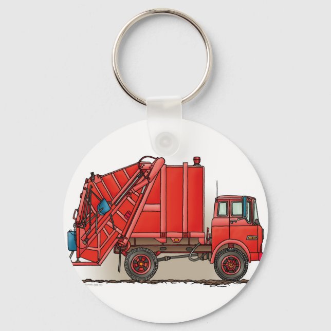 Red Garbage Truck Keychain (Front)
