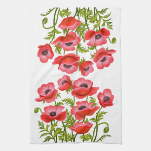Red Garden Poppy Flowers American MoJo Kitchen Tow Kitchen Towel