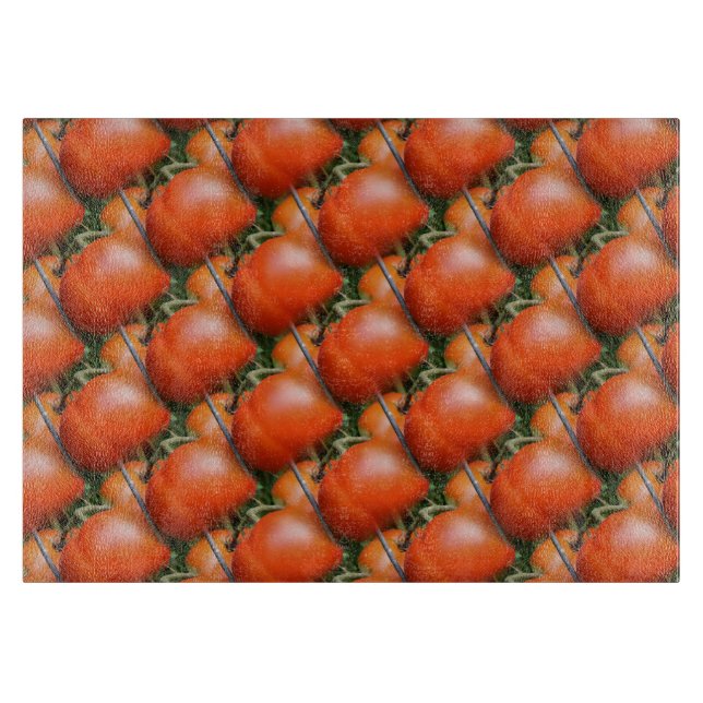 Red Garden Tomatoes Nature Art Pattern Cutting Board (Front)