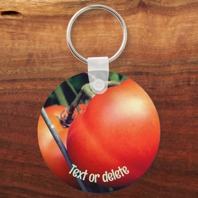 Red Garden Tomatoes Nature Personalized Keychain (Front)