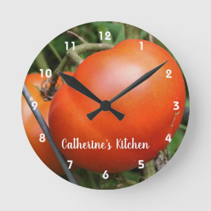 Red Garden Tomatoes Personalized  Round Clock