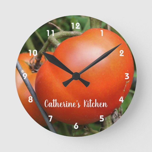 Red Garden Tomatoes Personalized  Round Clock (Front)