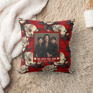 Red Gardenias Botanical Proud New Mom Mother Throw Pillow