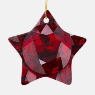 RED  GARNET GEMS JANUARY BIRTHSTONE CERAMIC ORNAMENT
