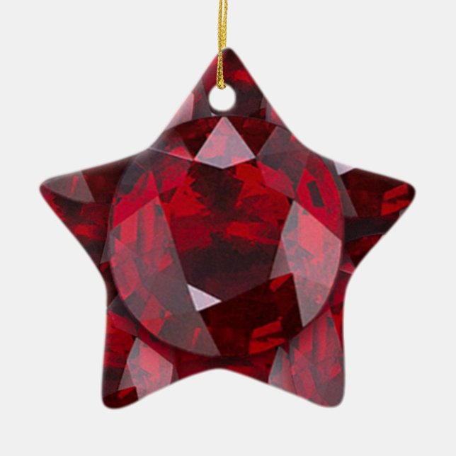 RED  GARNET GEMS JANUARY BIRTHSTONE CERAMIC ORNAMENT (Front)