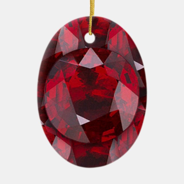 RED  GARNET GEMS JANUARY BIRTHSTONE CERAMIC ORNAMENT (Front)