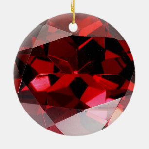 Red Garnet Gemstone January Birthstone Ceramic Ornament