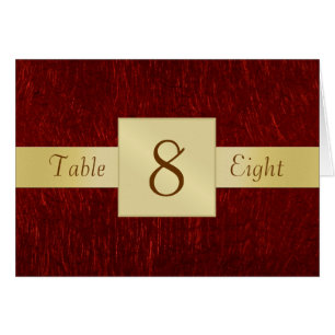 Red Garnet & Gold Table Number Folded Card