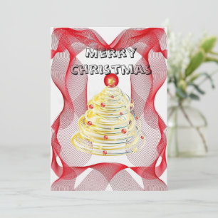 Red gauze halo Christmas tree Invitation