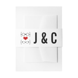 Red Geeky Glasses Wedding Belly Bands Invitation Belly Band