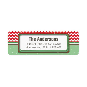 Red & Geen Chevron ZigZag Christmas Return Address