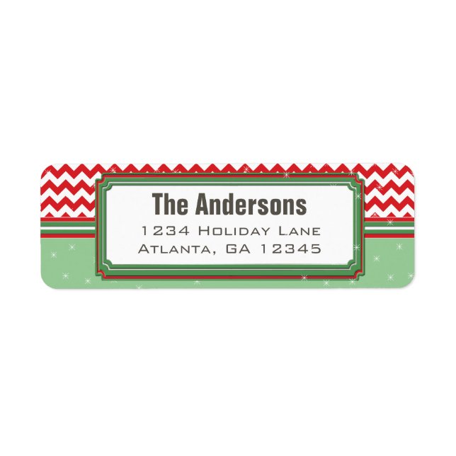 Red & Geen Chevron ZigZag Christmas Return Address (Front)