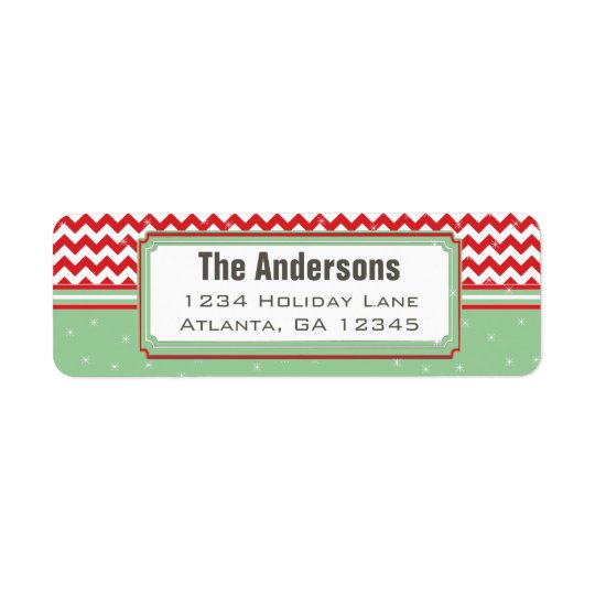 Red & Geen Chevron ZigZag Christmas Return Address Return Address Label