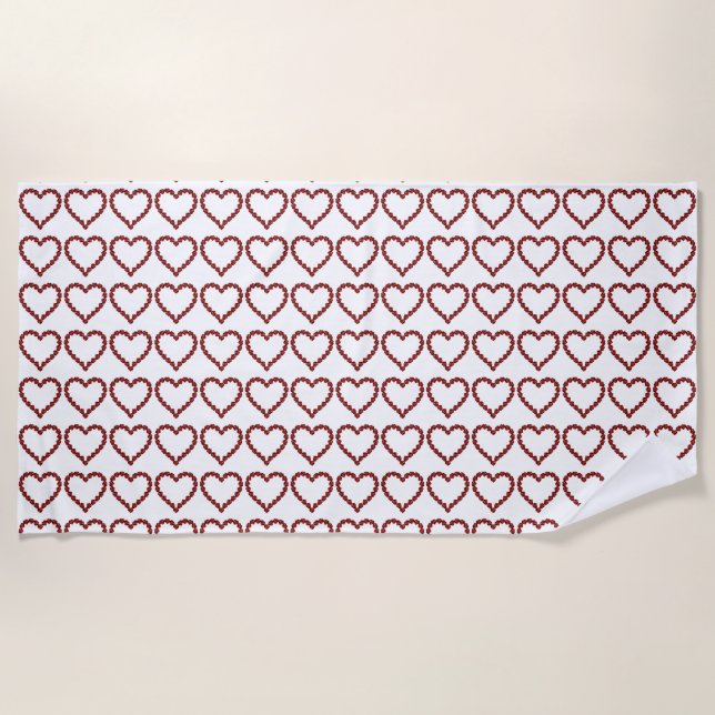 Red Gemstone Art, Ruby heart Gemstone Beach Towel (Front)