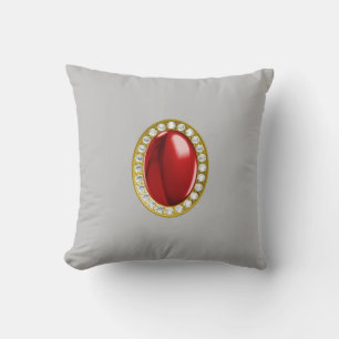 Red gemstone throw pillow